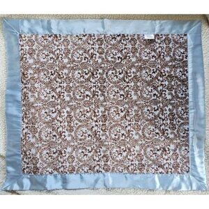 Boys Security Blanket Swankie Blankie Small Lovey Blue Brown Toile 28x33 USA